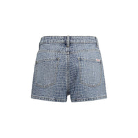 Self-Portrait Blue Cotton Bermuda Shorts