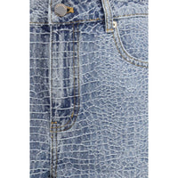 Self-Portrait Blue Cotton Bermuda Shorts