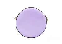 Versace Round Disco Lilac Pebbled Leather Camera Case Crossbody Bag Purse