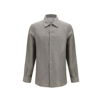 Brunello Cucinelli Bicolor Linen Dress Shirt