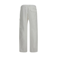 C.P. Company White Cotton Cargo Pants