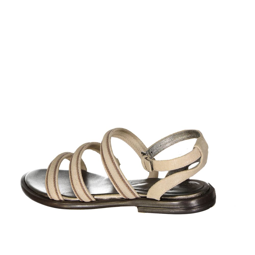 Brunello Cucinelli Beige Calfskin Flat Sandals