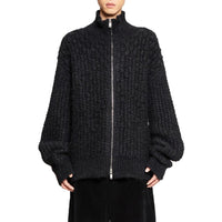 Jil Sander Black Alpaca Leather Cardigan