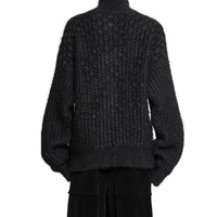 Jil Sander Black Alpaca Leather Cardigan