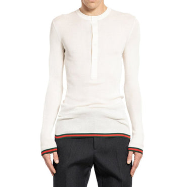 Gucci White Silk Long Sleeve T-Shirt