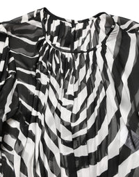 MSGM Black White Zebra Puff Sleeves Mini Dress