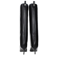 The Attico Black Leather High Heel Boots