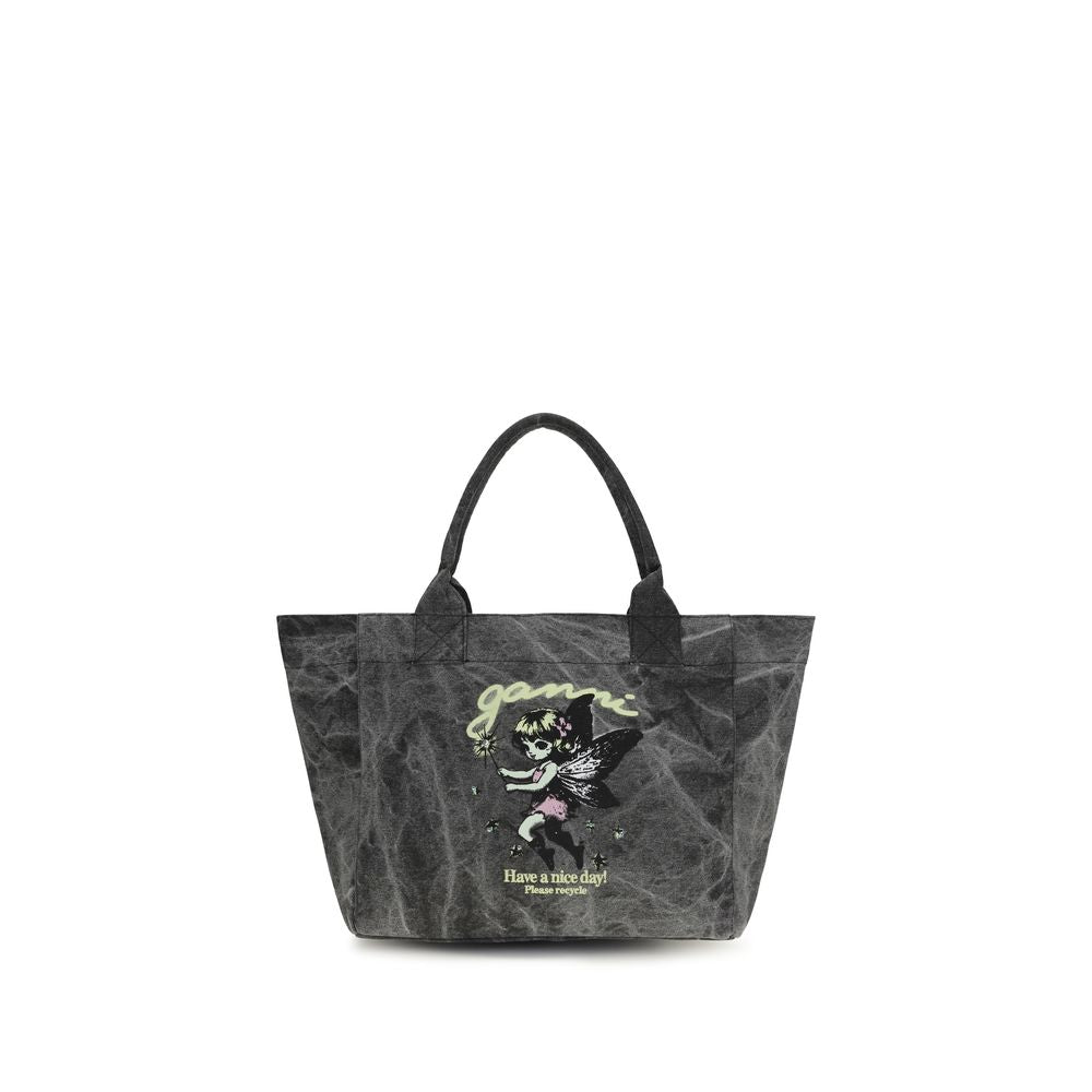 Ganni Gray Cotton Shoulder Bag