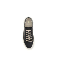 Brunello Cucinelli Black Calf Leather Bos Taurus Low Top Sneakers