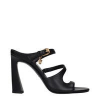 Versace Black Leather High Heel Sandals