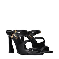 Versace Black Leather High Heel Sandals