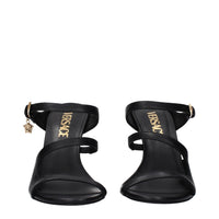 Versace Black Leather High Heel Sandals