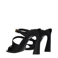Versace Black Leather High Heel Sandals