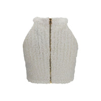 Balmain White Viscose Sleeveles T-Shirt