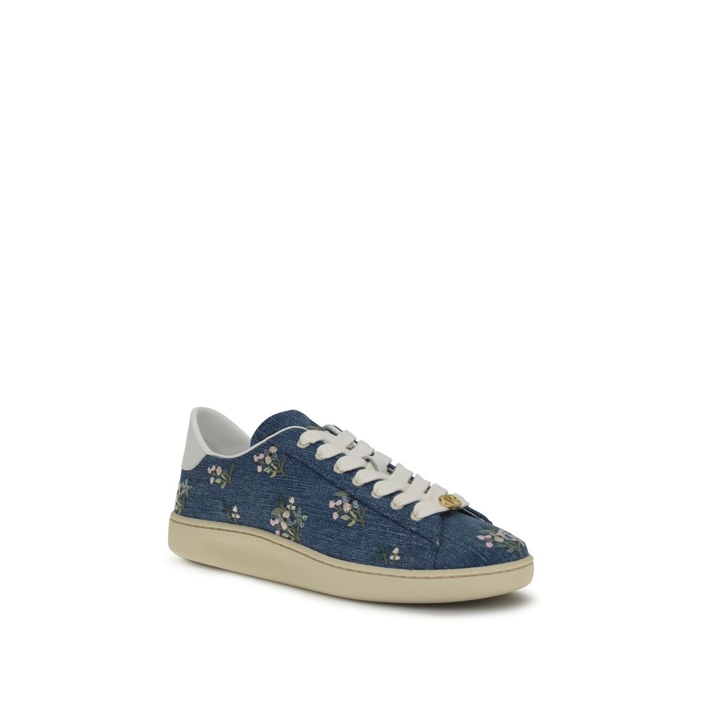 Valentino Garavani Blue Calf Leather Bos Taurus Low Top Sneakers