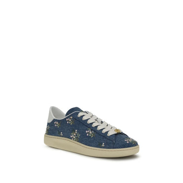 Valentino Garavani Blue Calf Leather Bos Taurus Low Top Sneakers