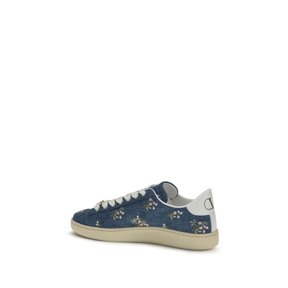 Valentino Garavani Blue Calf Leather Bos Taurus Low Top Sneakers