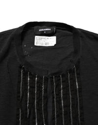 Dsquared² Black Chain Embellished Cotton Short Sleeve T-shirt