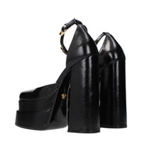 Versace Black Leather Platform Pumps