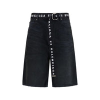 Balenciaga Black Cotton Bermuda Shorts