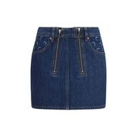 Marine Serre Blue Cotton Mini Skirt