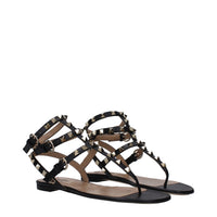 Valentino Garavani Black Leather Flip-Flop Sandals