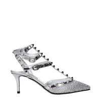Valentino Garavani Gray Leather Stiletto Heel Sandals