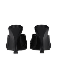 Versace Black Leather Wedge Sandals