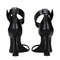 Versace Black Leather Stiletto Heel Sandals
