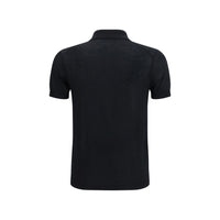 Aragona Cashmere Black Cotton Polo Shirt