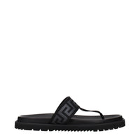 Versace Black Fabric Flip-Flop Sandals