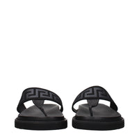 Versace Black Fabric Flip-Flop Sandals