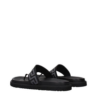 Versace Black Fabric Flip-Flop Sandals