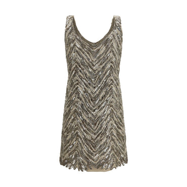 Brunello Cucinelli Beige Paper Cocktail Dress