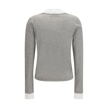 Miu Miu Gray Cotton Long Sleeve T-Shirt