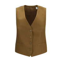 Burberry Brown Wool Oves Aries Sleveless Jacket