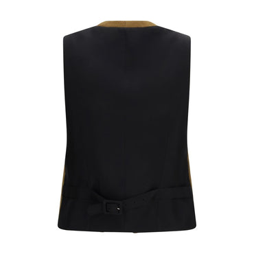 Burberry Brown Wool Oves Aries Sleveless Jacket