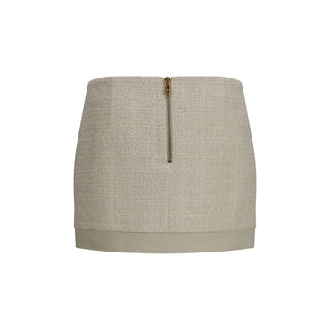 Balmain Beige Wool Oves Aries Mini Skirt