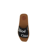 Chloé Black Linen Flat Sandals