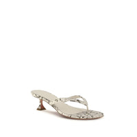 Amina Muaddi Gray Calf Leather Bos Taurus Flat Sandals