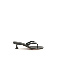 Amina Muaddi Black Lamb Ovis Aries Aries Flat Sandals
