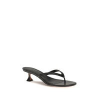 Amina Muaddi Black Lamb Ovis Aries Aries Flat Sandals