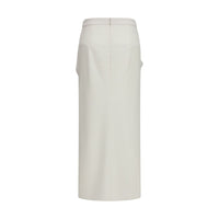 Givenchy White Wool Oves Aries Long Skirt