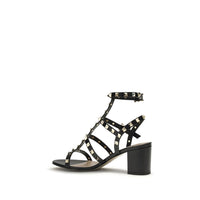 Valentino Garavani Black Calf Leather Bos Taurus Stiletto Heel Sandals