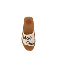 Chloé White Linen Flat Sandals