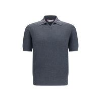Brunello Cucinelli Gray Cotton Polo Shirt