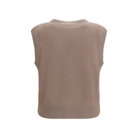 Brunello Cucinelli Beige Cashmere Sleeveles Sweater
