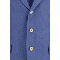 Brunello Cucinelli Blue Linen Full-Length Jacket