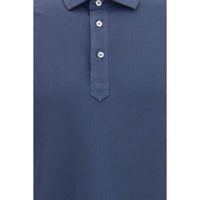 Brunello Cucinelli Blue Cotton Polo Shirt