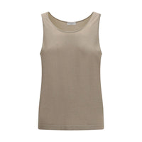 Brunello Cucinelli Beige Cashmere Sleeveles T-Shirt